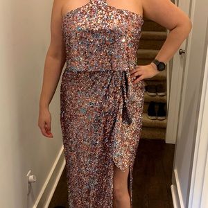 NWT Multi-Color Sequin Monique Lhuillier Size 16 Dress